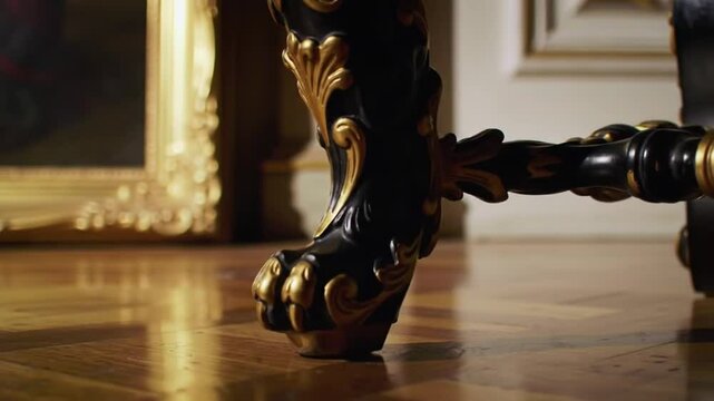 Glimpse Of A Luxurious, Ornate Furniture Piece With Golden Accents