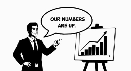 A manager pointing at a growth chart says, 