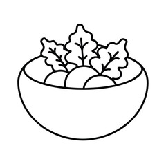 Beetroot salad with greens in artistic line art Vector illustration