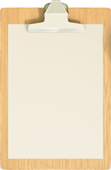 A blank clipboard with a wooden frame, ideal for taking notes or organizing documents.