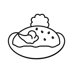 Butter chicken with naan in elegant bold lines Vector illustration