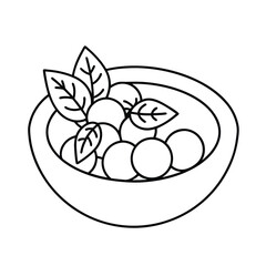 Caprese salad with basil leaves in elegant line Vector illustration