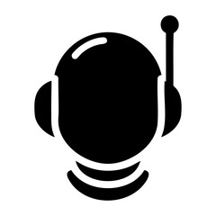 Futuristic AI Chatbot Head Silhouette Vector Icon – Bold Black Tech Robot Illustration