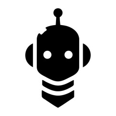 Futuristic AI Chatbot Head Silhouette Vector Icon – Bold Black Tech Robot Illustration