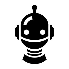Futuristic AI Chatbot Head Silhouette Vector Icon – Bold Black Tech Robot Illustration