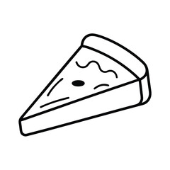 Chicago deep dish pizza slice in fine line art Vector illustration
