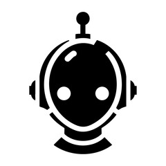 Futuristic AI Chatbot Head Silhouette Vector Icon – Bold Black Tech Robot Illustration
