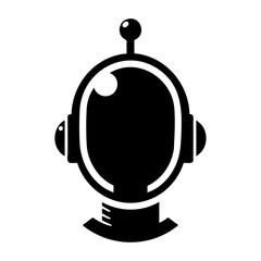 Futuristic AI Chatbot Head Silhouette Vector Icon – Bold Black Tech Robot Illustration