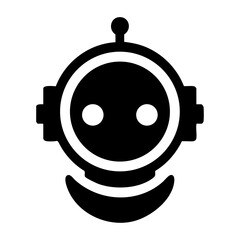 Futuristic AI Chatbot Head Silhouette Vector Icon – Bold Black Tech Robot Illustration