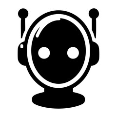 Futuristic AI Chatbot Head Silhouette Vector Icon – Bold Black Tech Robot Illustration