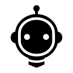 Futuristic AI Chatbot Head Silhouette Vector Icon – Bold Black Tech Robot Illustration