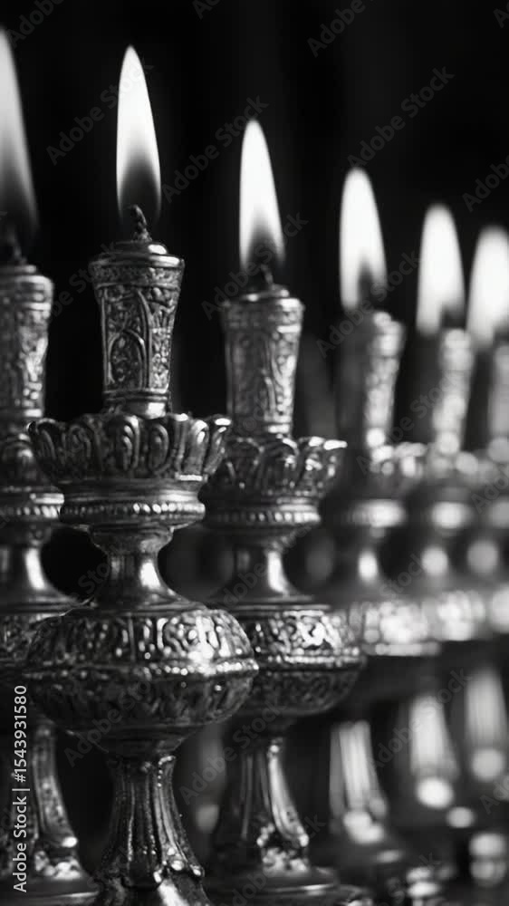 Poster a collection of candles placed on a table