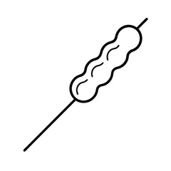 Chicken satay with peanut sauce in bold lines Vector illustration