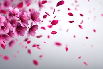 Pink Blossom Shower - Delicate pink cherry blossoms falling against a soft grey background. Perfect for spring themes, beauty, and nature