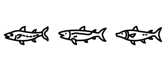 barracuda outline or line icon design bundle.