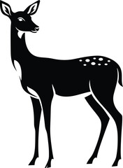 Obraz premium Elegant Black and White Deer Silhouette Illustration