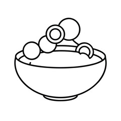 Chole bhature with onion rings in smooth line style Vector illustration