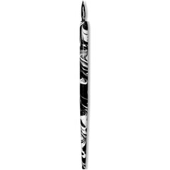 A sleek black and white marbled pen, designed for writing or drawing, showcasing an elegant and...