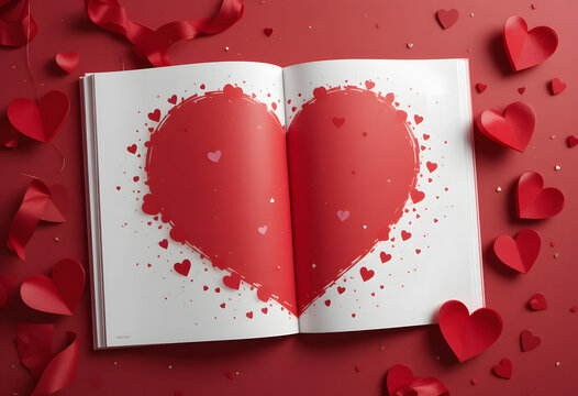 minimalist valentine's day concept with clean lines and heart shaped elements, ideal for lifestyle magazines with space for text