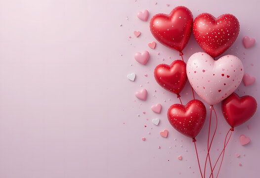 Valentines day hearts balloons with copyspace, love and valentines background concept, blank space, hd
