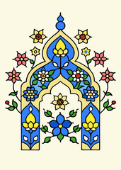 Floral archway design persian style illustration