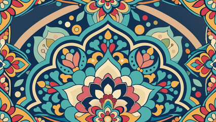 Vibrant floral paisley pattern seamless design