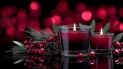 Red candles, Christmas decor
