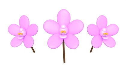 Fototapeta premium Pink Orchid Flowers with 3D Render.