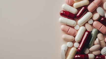 A colorful assortment of pills and capsules beautifully arranged, symbolizing health and wellness in a visually appealing manner that captures the importance of pharmaceuticals in modern life.
