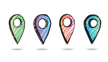 Map pointer vector hand drawn illustration	
