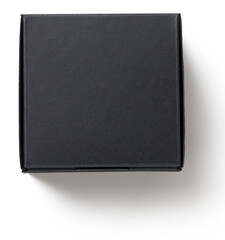A simple black box, likely designed for packaging or storage, featuring a minimalist aesthetic.