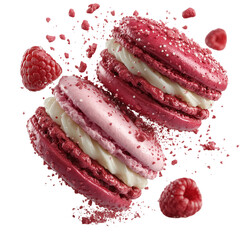 Delicious raspberry macarons dessert sweet treat bakery confection food isolated on transparent background