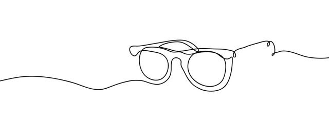 Continuous line, glasses, sunglasses Simple art lines on transparent background, editable strokes. © Proongnee