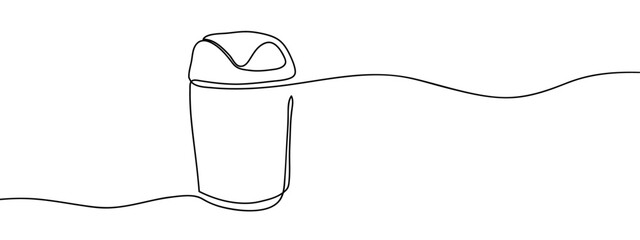 Continuous line, small trash can Simple art lines on transparent background, editable strokes.