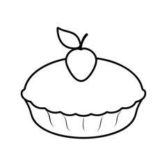 Fruit tart with glazed surface in elegant line Vector illustration