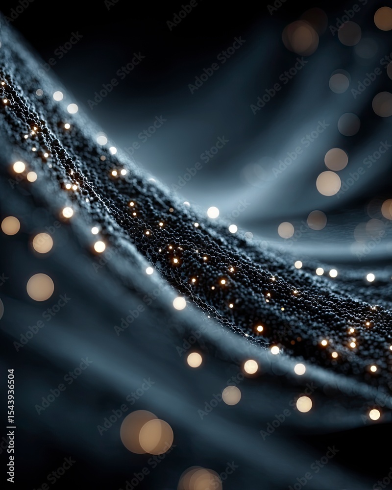 Fototapete flowing data points structure in smart blue light