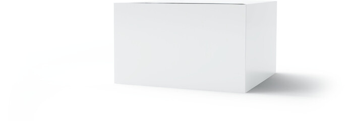 A plain white box on a simple background, often used for packaging or storage purposes.