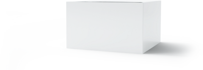 A plain white box on a simple background, often used for packaging or storage purposes.