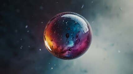 Fototapeta premium Cosmic Orb A mesmerizing digital art piece depicting a vibrant sphere floating in a nebula