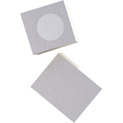 Two blank square cards with a circular cutout, likely for design or presentation purposes.