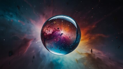Obraz premium Cosmic Orb A Glass Sphere Encapsulating a Vibrant Nebula
