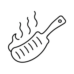 Grilled BBQ ribs with sauce glaze in line art Vector illustration