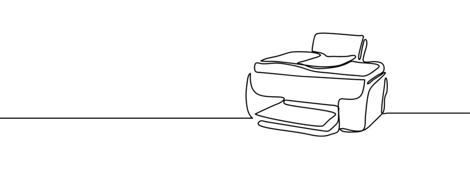 Continuous line printer Simple art lines on transparent background, editable strokes.