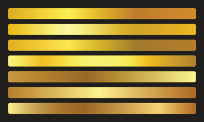 Luxury Metallic Gold Gradient Stripes – Premium Swatch Palette Collection - Golden Color - Golden Gradient Color 
