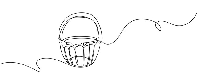 Continuous line, basket, fruit basket Simple art lines on transparent background, editable strokes.