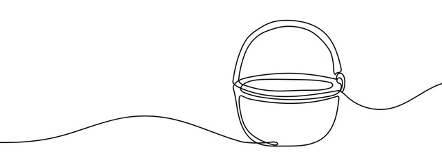 Continuous line, basket, fruit basket Simple art lines on transparent background, editable strokes.