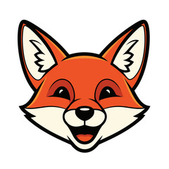 Obraz premium Cute smiling fox face cartoon illustration on white background 