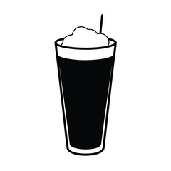 Lassi glass with foam in minimal line art Vector illustration
