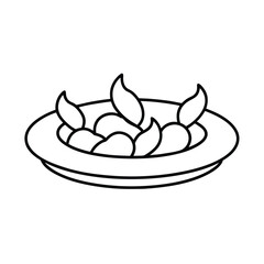 Line art of tempura platter in elegant smooth lines Vector illustration