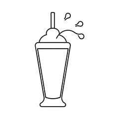 Line drawing of cocktail shaker with drink splash Vector illustration